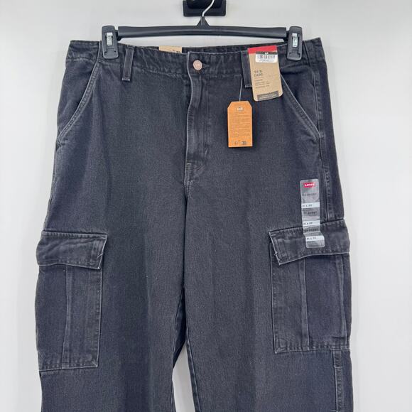 NWT Levi's '94 Women's Mid Rise Baggy Black Cargo Dark Denim Jeans Pants Size 31 - Picture 2 of 14